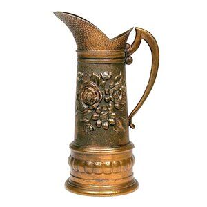 Decorative Floral Brass Pitcher Made in Italy for Action Vintage Home Decor